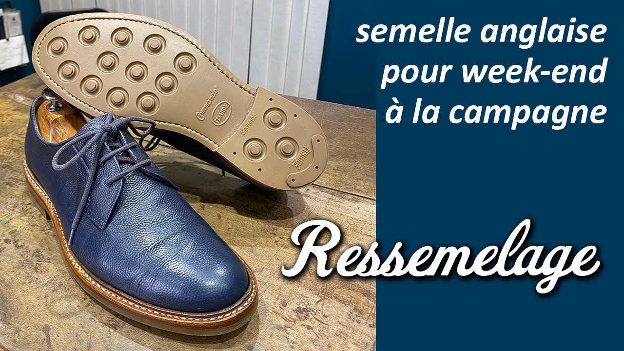Remplacement de la semelle sur derby Heschung | Replacement of the sole on Heschung derby.