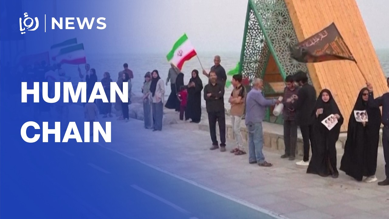 Iranians form human chain on coastline near Strait of Hormuz