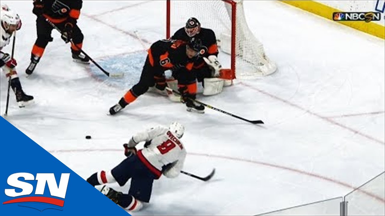 Alex Ovechkin From His Knees Makes Beautiful Pass On Tom Wilson Goal