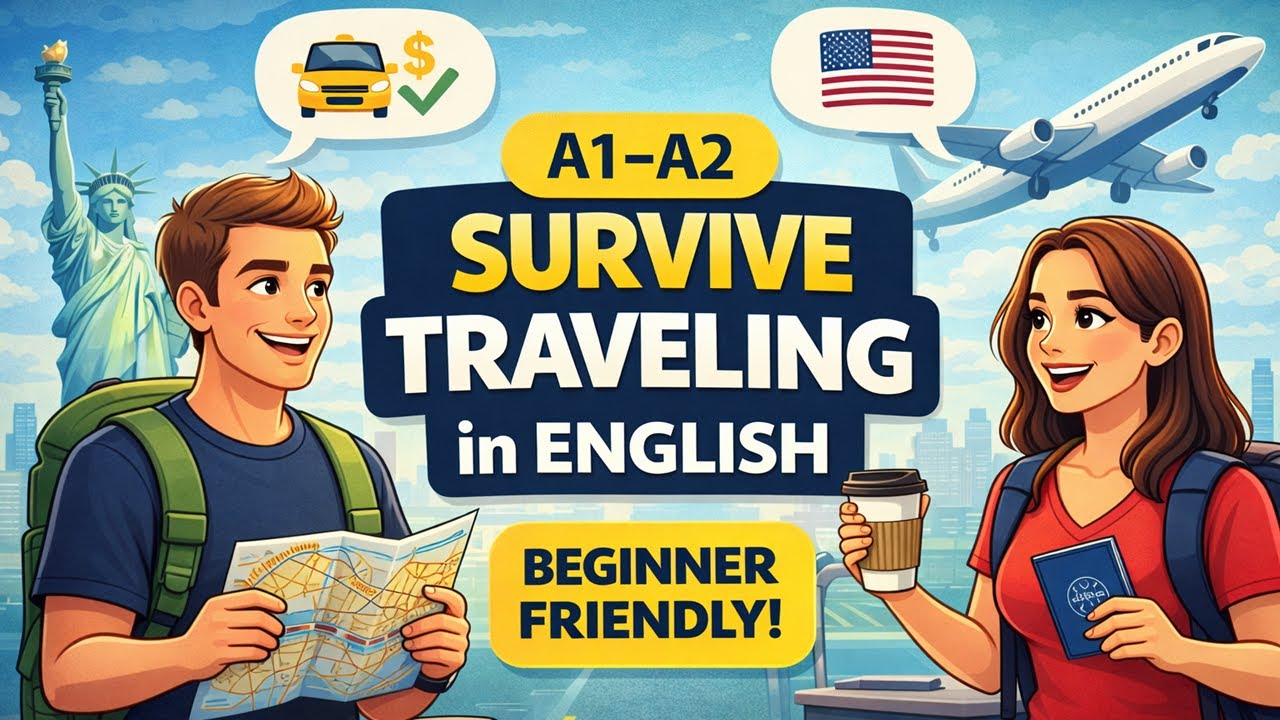 How to Survive Traveling in English (A1–A2) | Travel Phrases + US Tips | Conversation Practice