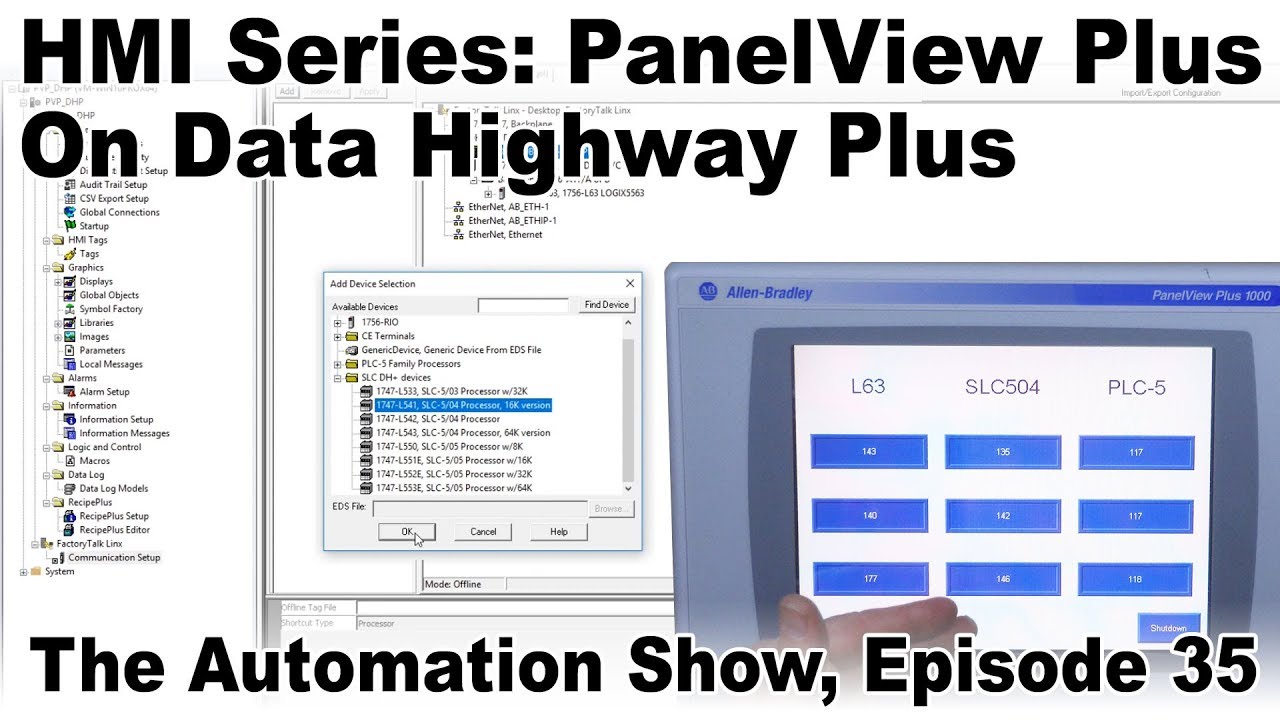 PanelView Plus On Data Highway Plus to ControlLogix, SLC-500, & PLC-5