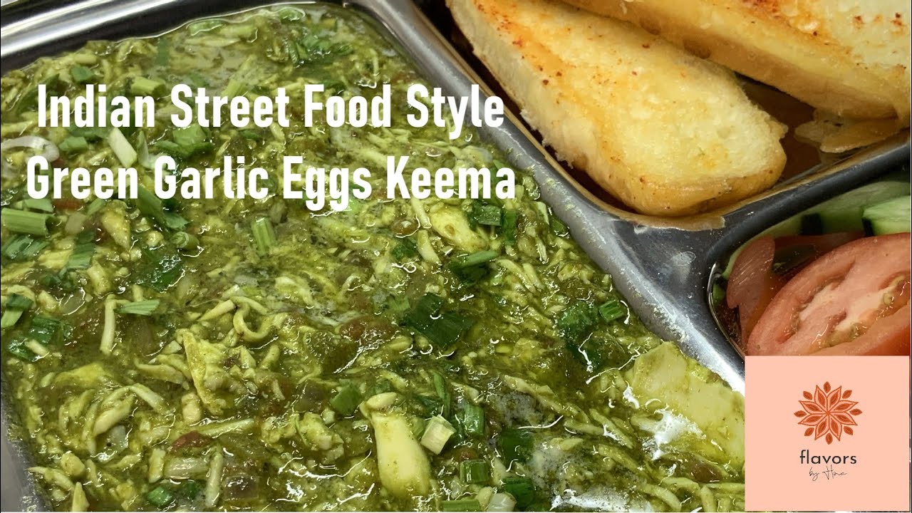 Indian Street Food Style | Green Garlic Eggs Keema | Delicious and Easy Recipe
