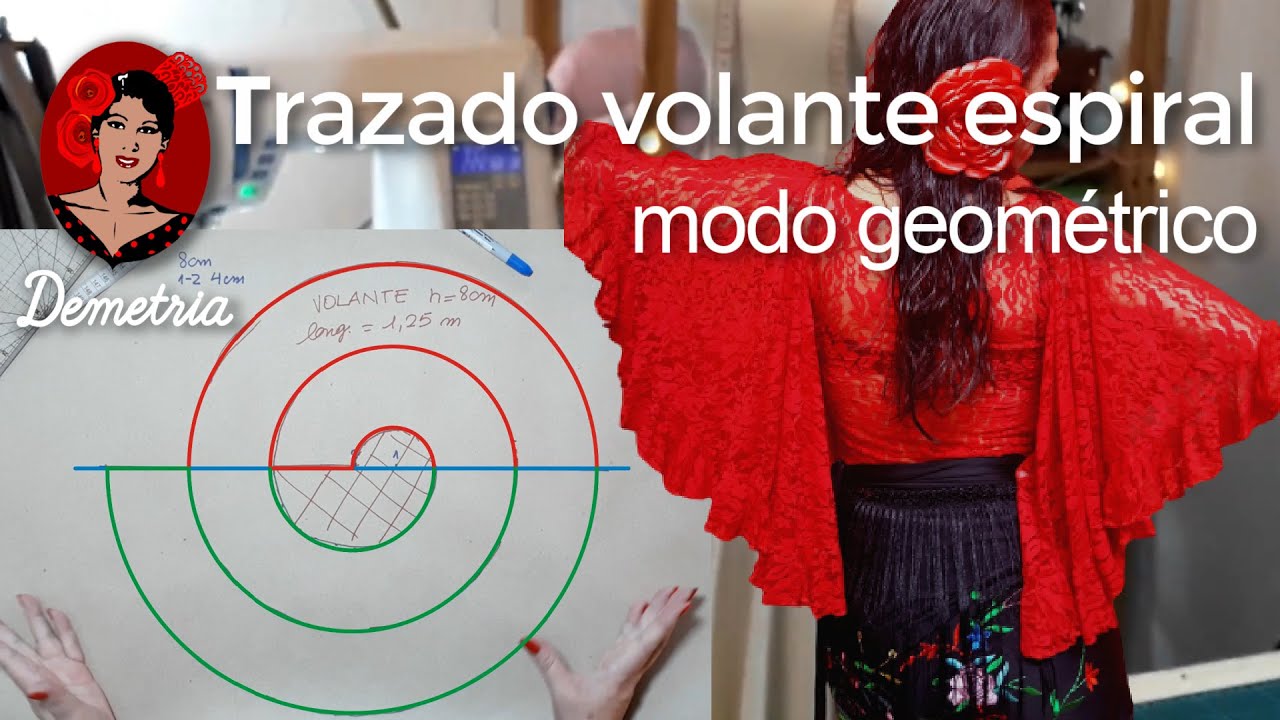 TRAZADO VOLANTE (volado) ESPIRAL (caracol) para chorreras, escotes, adornos en faldas, etc