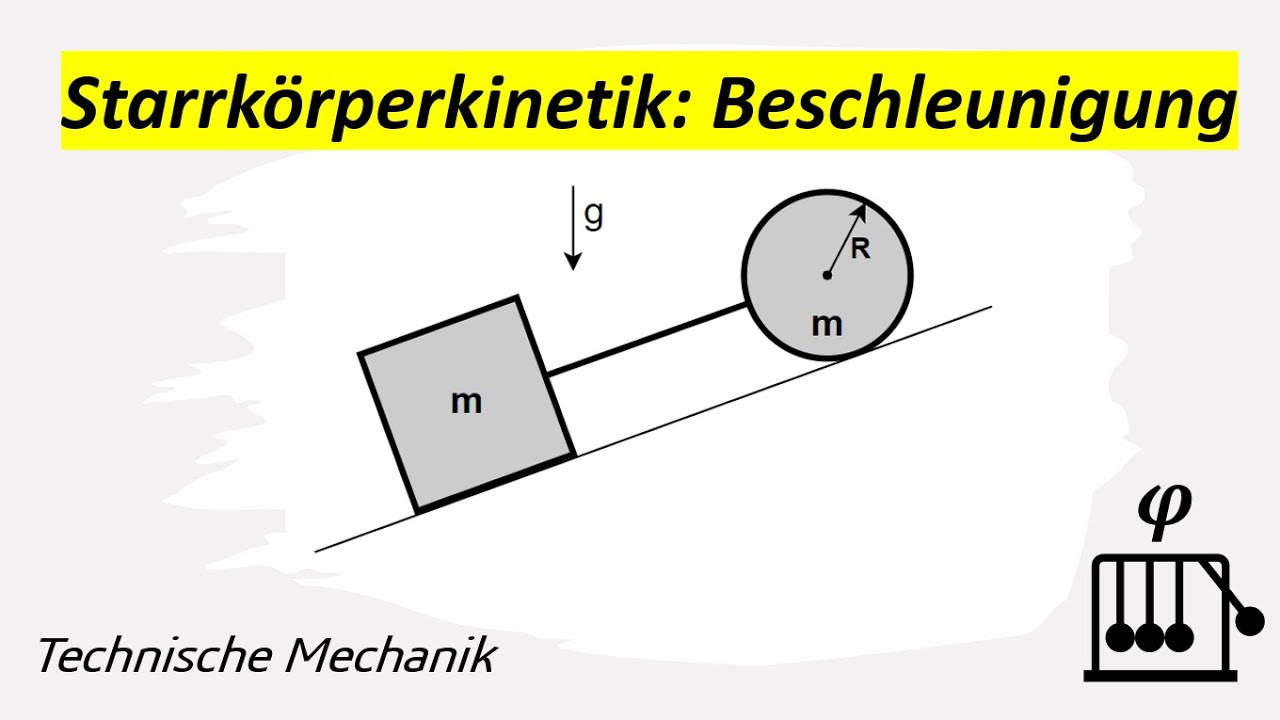 Starrk&ouml;rperkinetik: Walze auf schiefer Ebene mit Klotz [Technische Mechanik, Kinetik, Dynmaik]