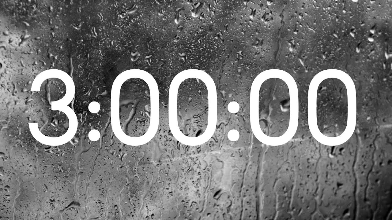 3-Hour Timer with Rain Sounds ASMR + Alarm Clock | 3시간 카운트다운 타이머 | 3小时倒计时计时器 | 3時間カウントダウンタイマー
