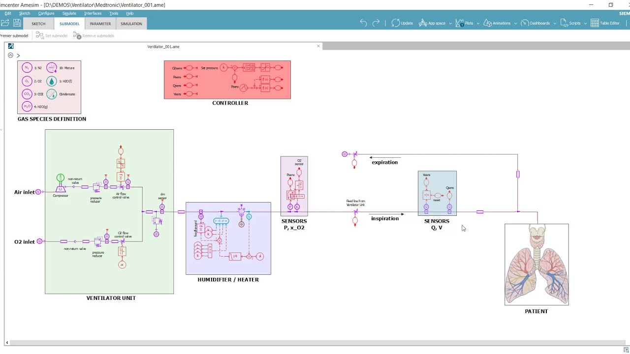 System Simulation:  Ventilator Model Setup