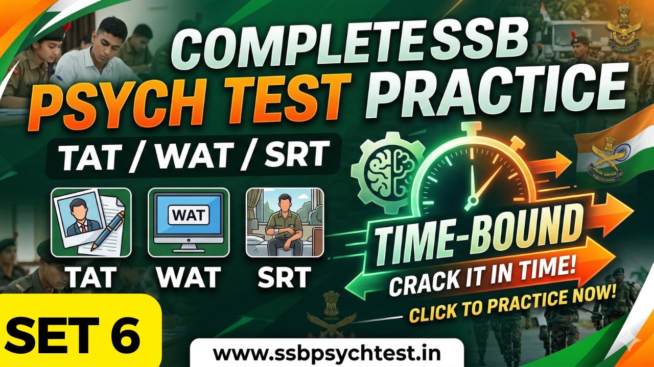 SSB Psychological Test Full Practice (Set 6) TAT, WAT, SRT Complete Mock Test