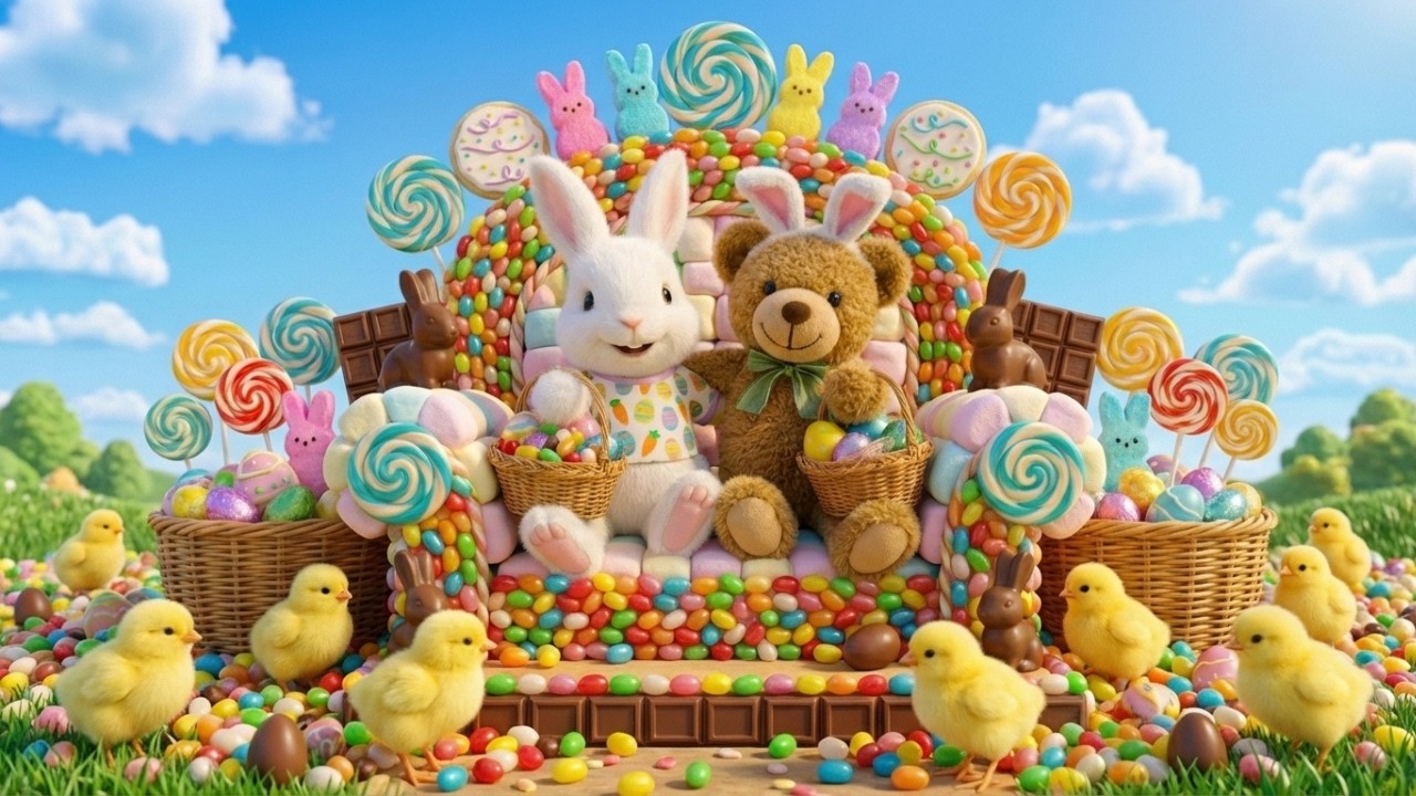 🐣 Easter Candy World 🍭 | Cozy Plush Ambience & Relaxing Music (4K)