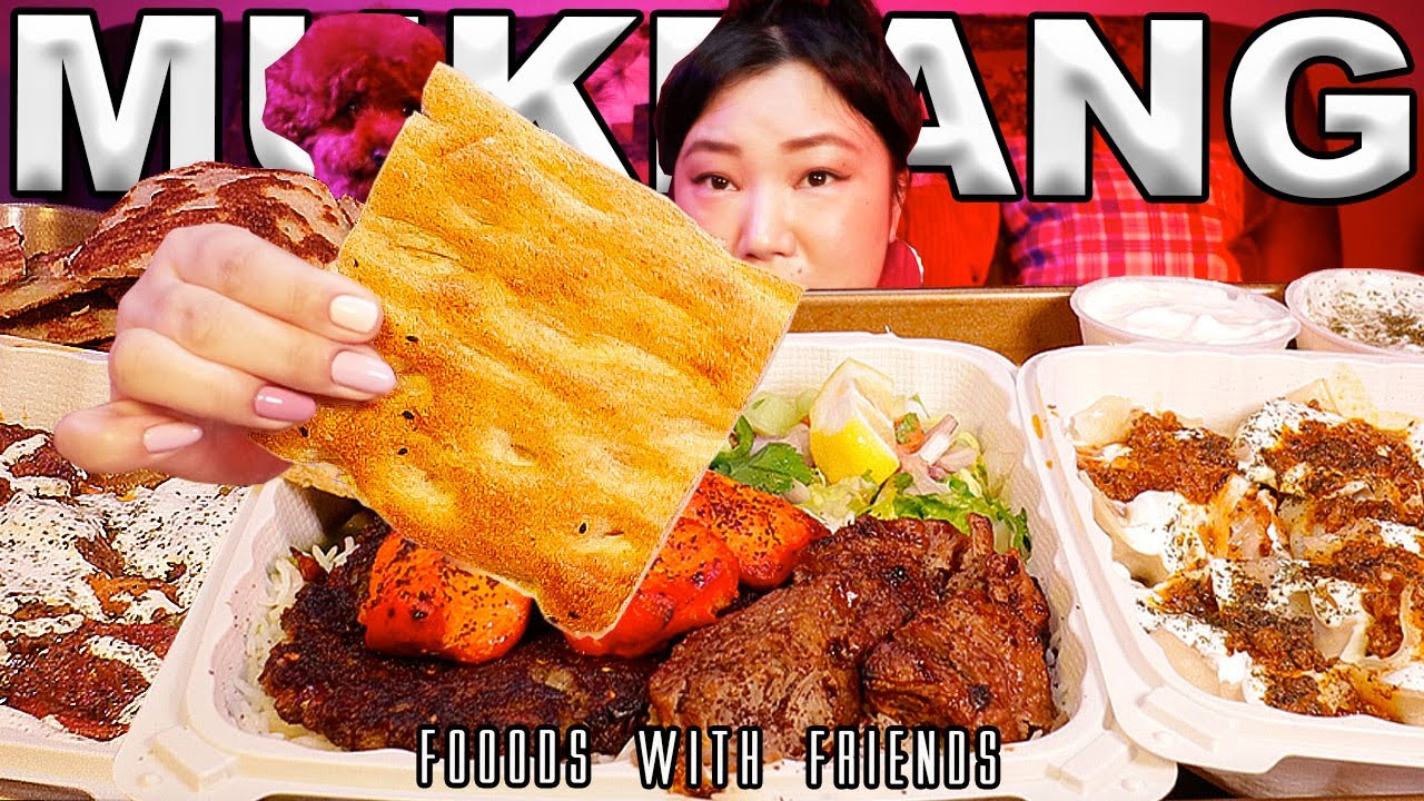 EATING AFGAN FOOD!! MANTOO + BONJAN + POTATO BOLANI + CHICKEN/BEEF/LAMB COMBO   |  MUKBANG SHOW