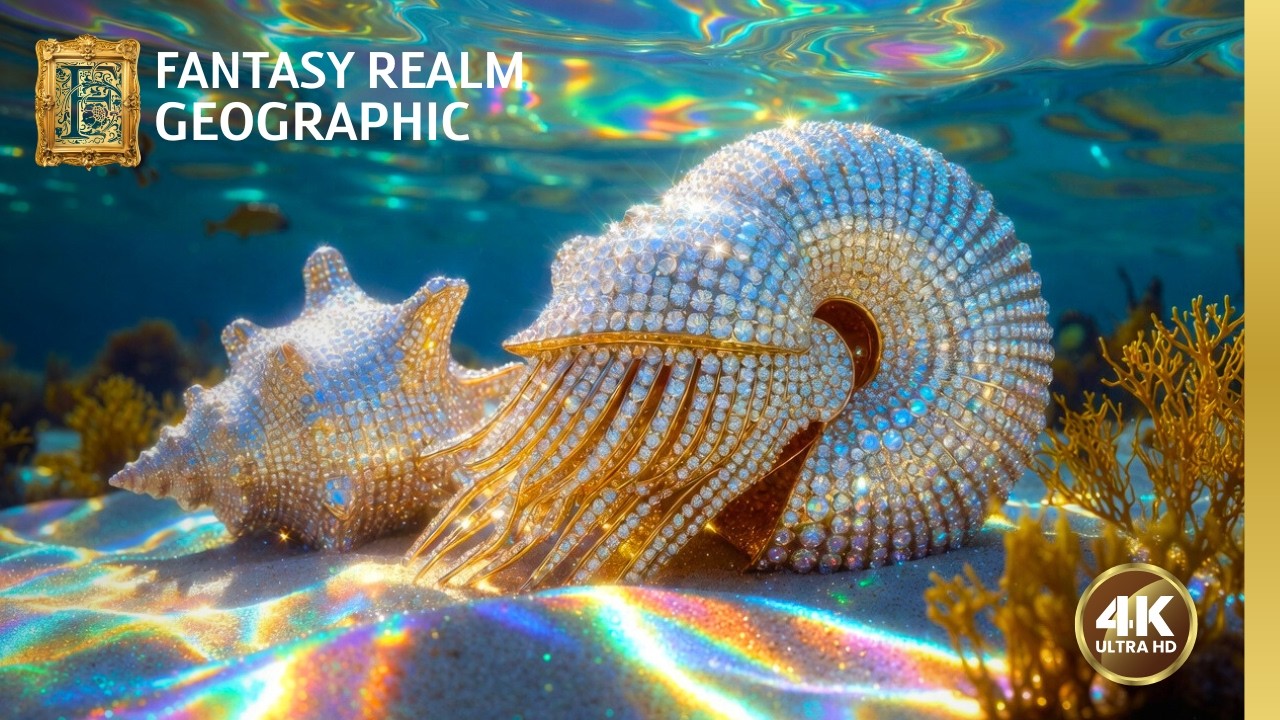 🐚✨ Ocean of Diamond Shells | Crystal Palaces, Golden Sands & Rainbow Tides | 432Hz Soft Waves | 4K