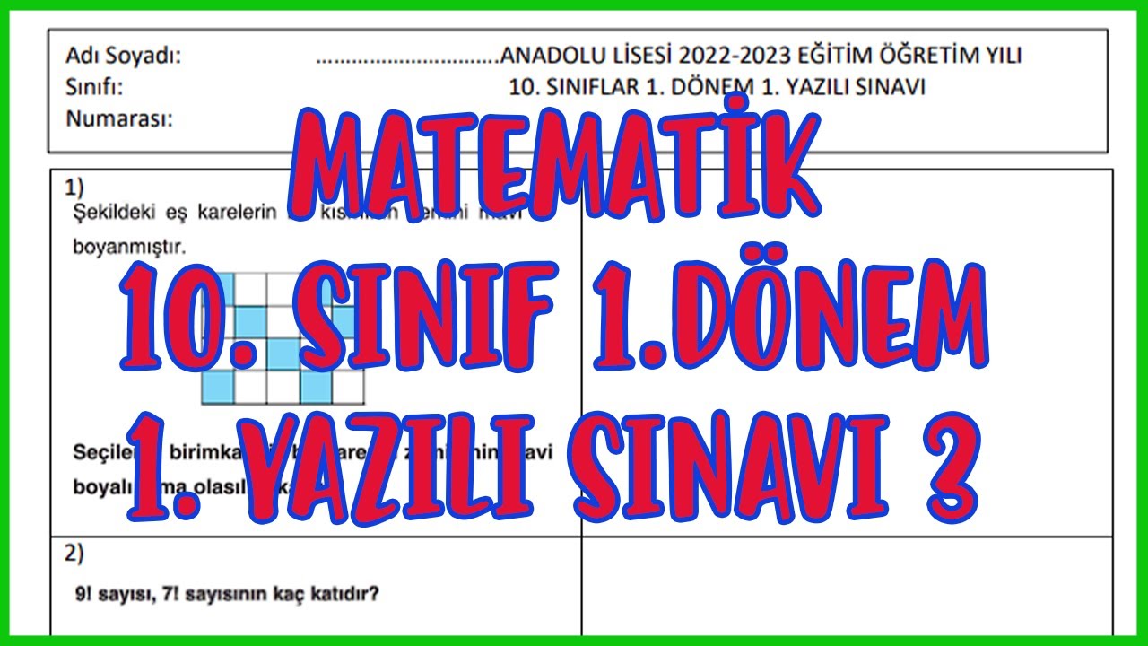 10. Sınıf Matematik 1.Dönem 1. Yazılı Sınavı ve Animasyonlu Çözümü. İndirme Linki Açıklamalarda