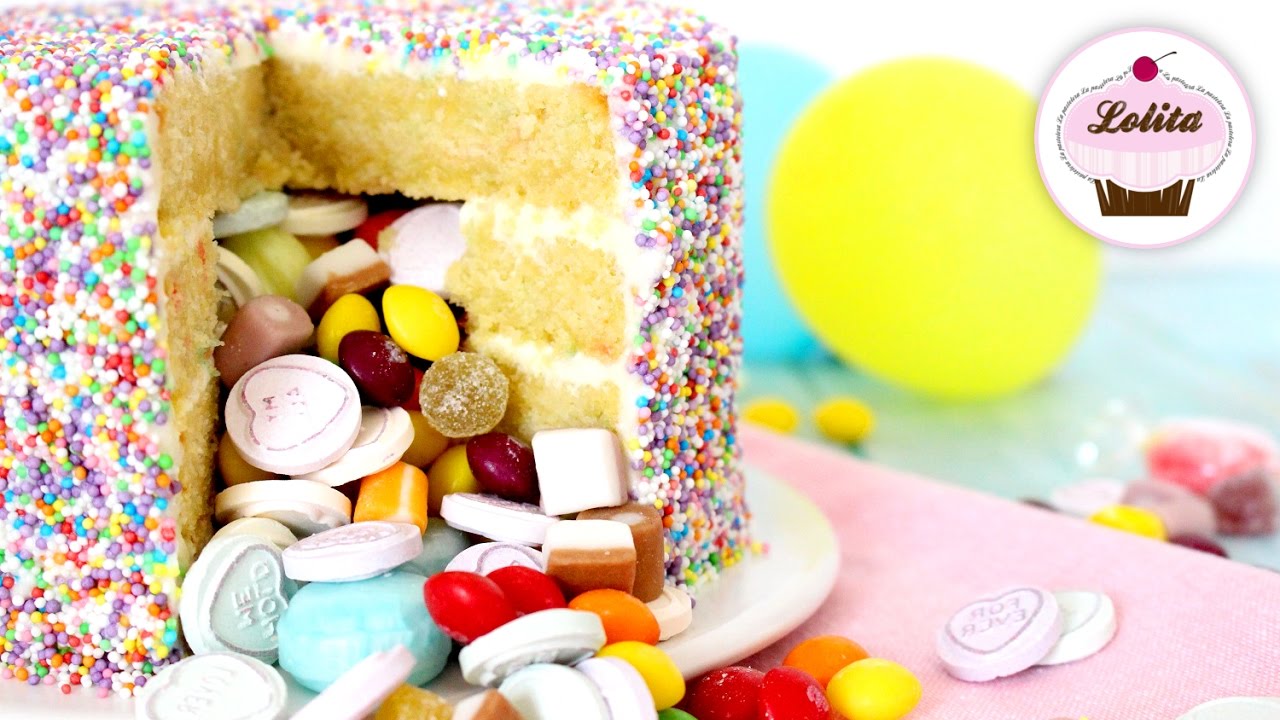 Receta tarta piñata | Tarta cumpleaños sorpresa | Receta para niños