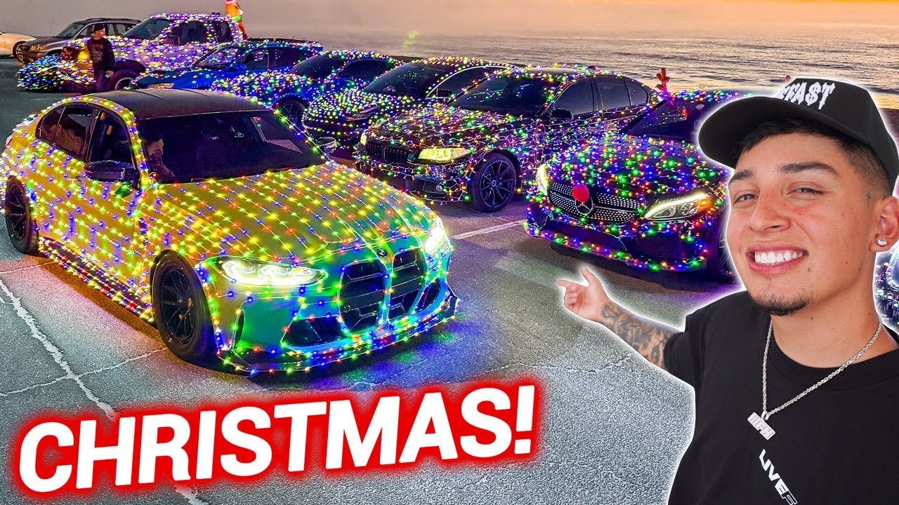 WE WRAPPED OUR CARS IN CHRISTMAS LIGHTS!!!