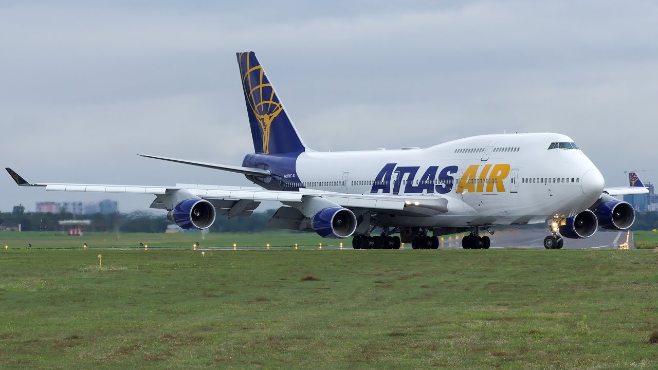 Lądowanie Boeinga 747 N480MC Atlas Air na lotnisku Poznań Ławica 2023.08.30