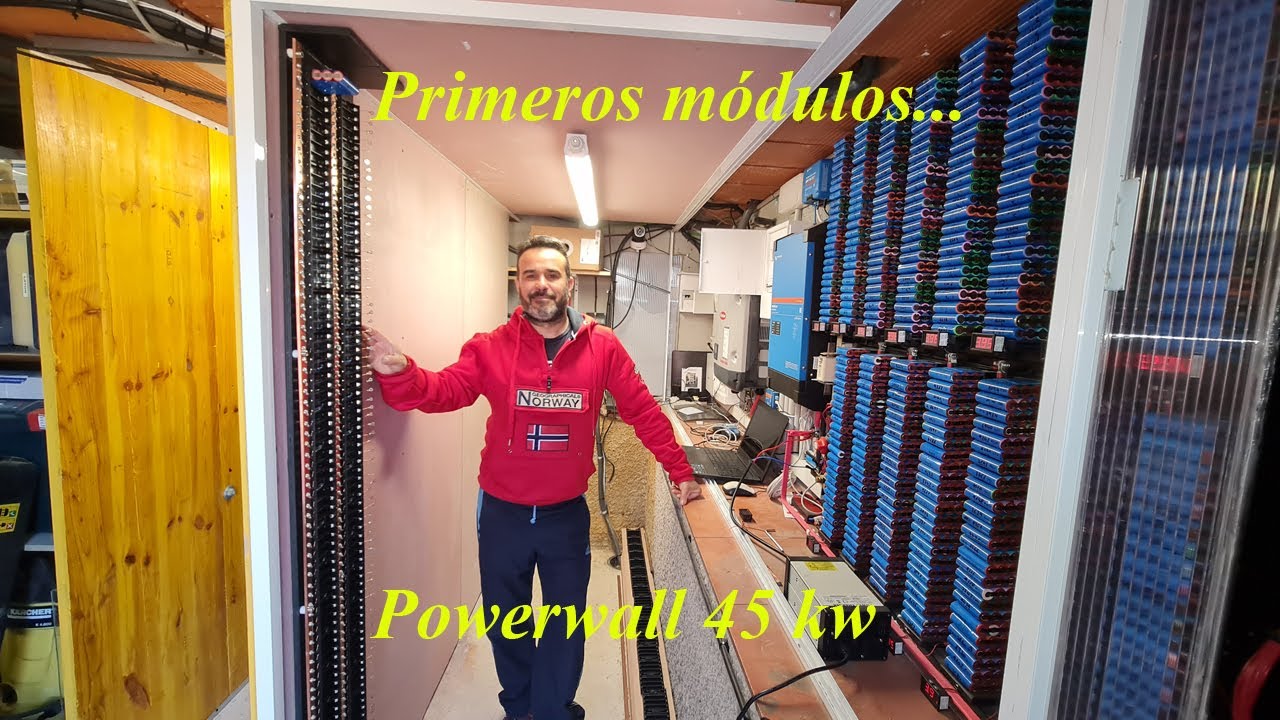 PowerWall 18650 DIY 45 kw .Primeros módulos .Casa a pilas. Fronius&Victron. Batería TESLA artesanal.