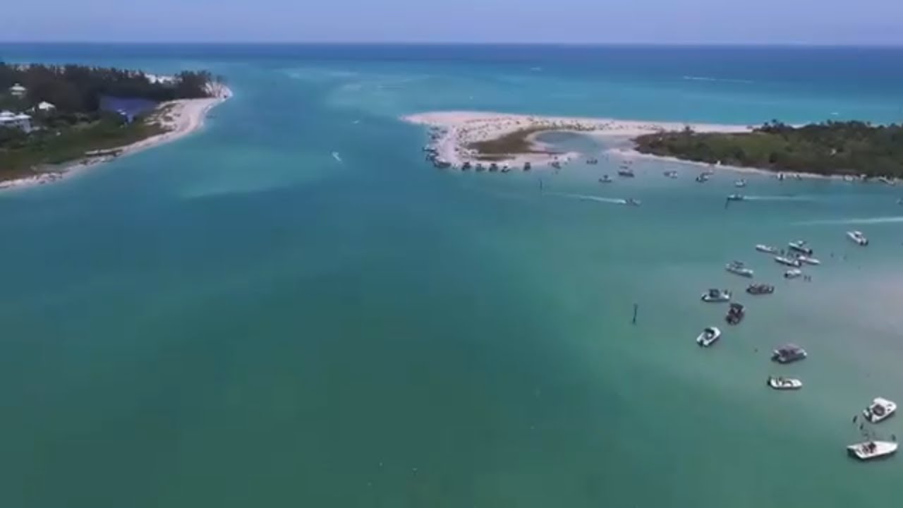 Aerial video of the Stump Pass State Park area in Englewood, Florida
