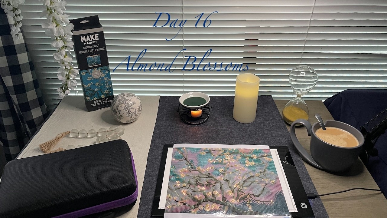 Day 16 - Almond Blossoms by Vincent Van Gogh - Diamond Painting Series - Handicraft