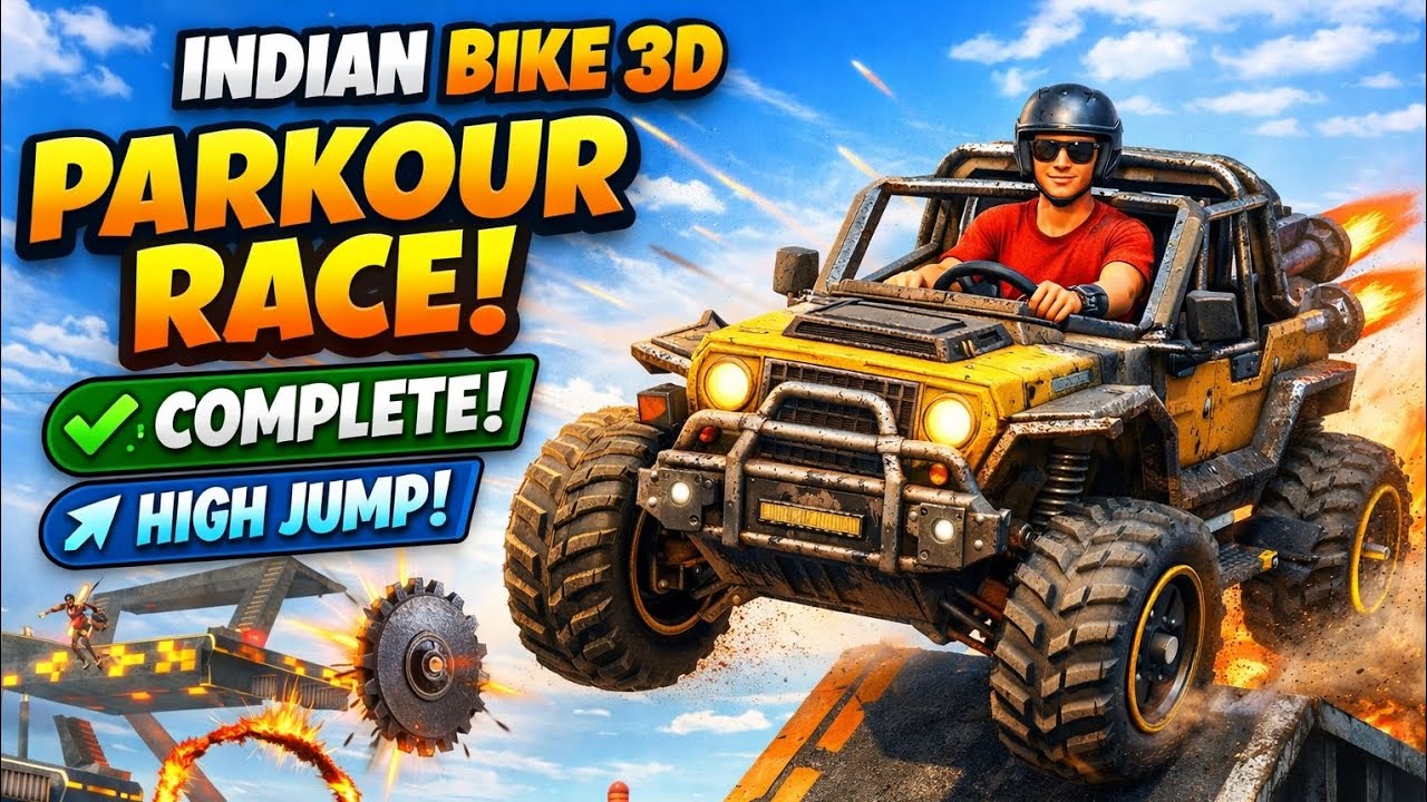 Indian Bike 3D Parkour Race 😱 | High Jump Challenge Completed 🚀 | Impossible Stunt Gameplay