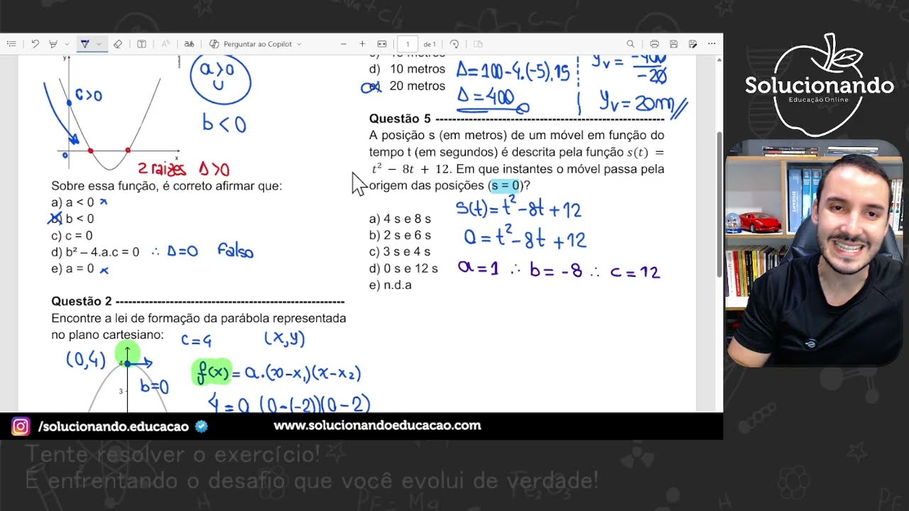 Função quadrática - Exercícios (parte II)