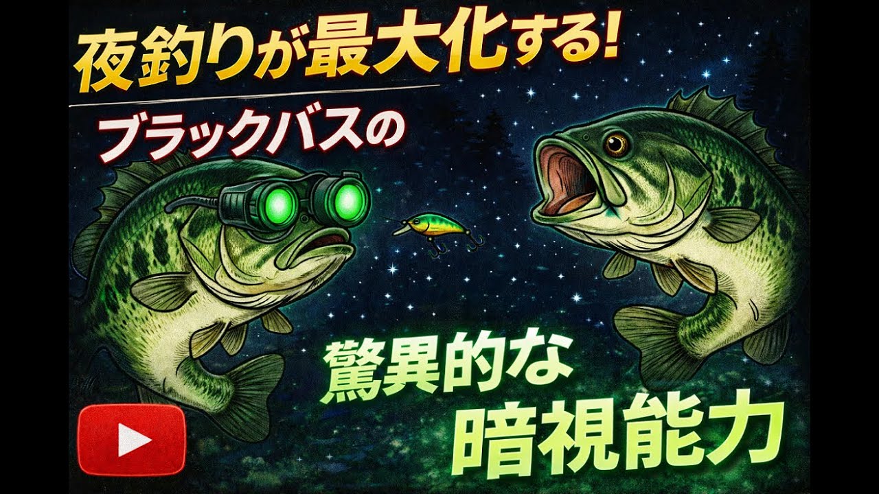 【バス釣り 夜釣り】ブラックバスの驚異的な暗視能力!星明りでも獲物をロックオン!