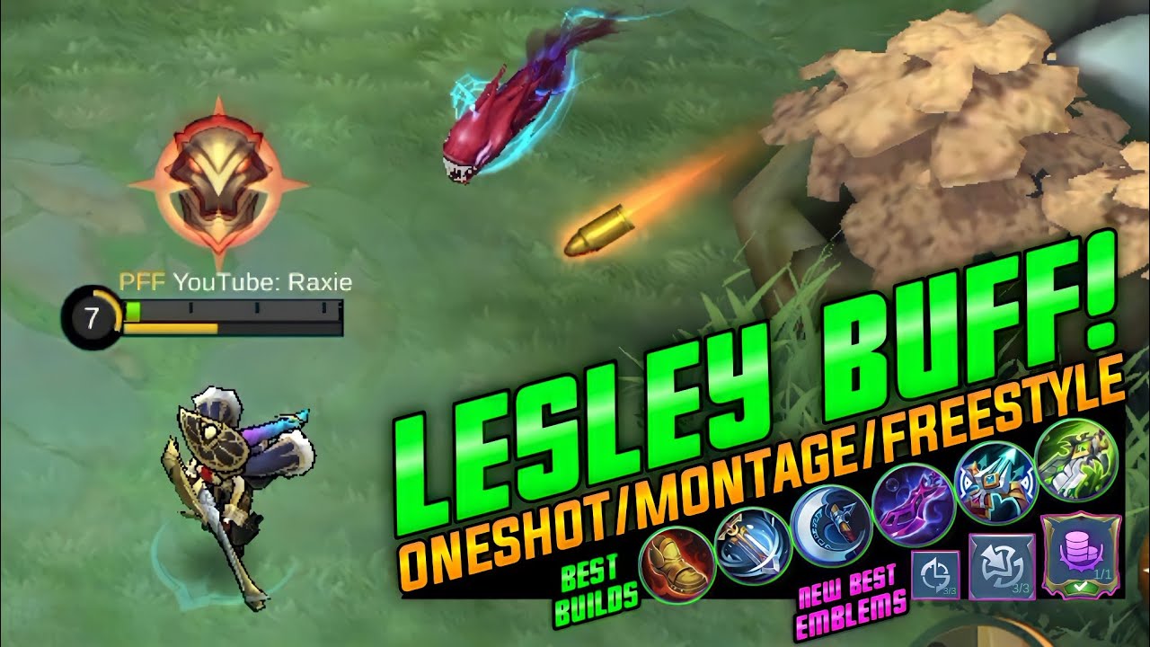 BUFFED LESLEY SATISFYING CRIT MONTAGE + LESLEY BEST BUILDS & EMBLEMS - MLBB