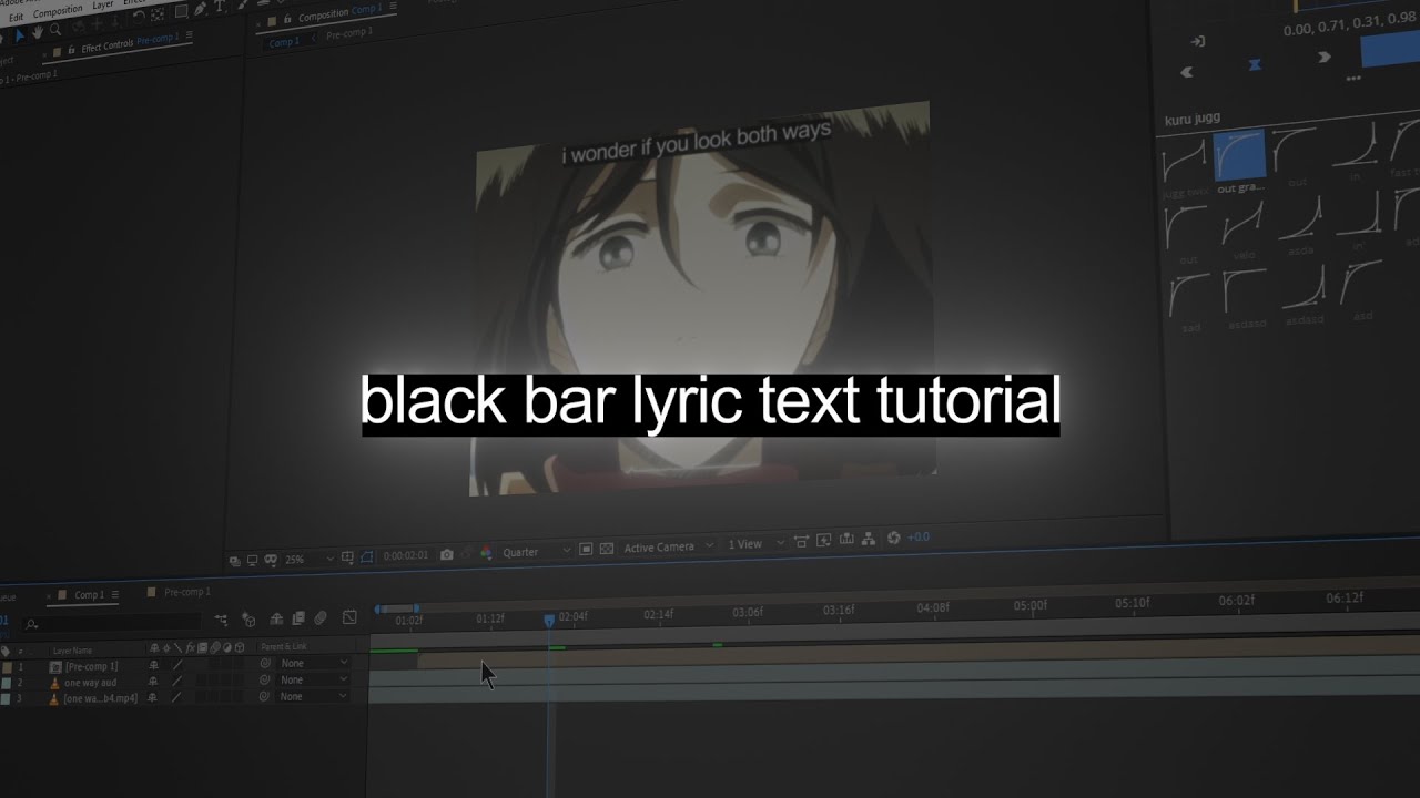 black bar lyric subtitle text tutorial // after effects
