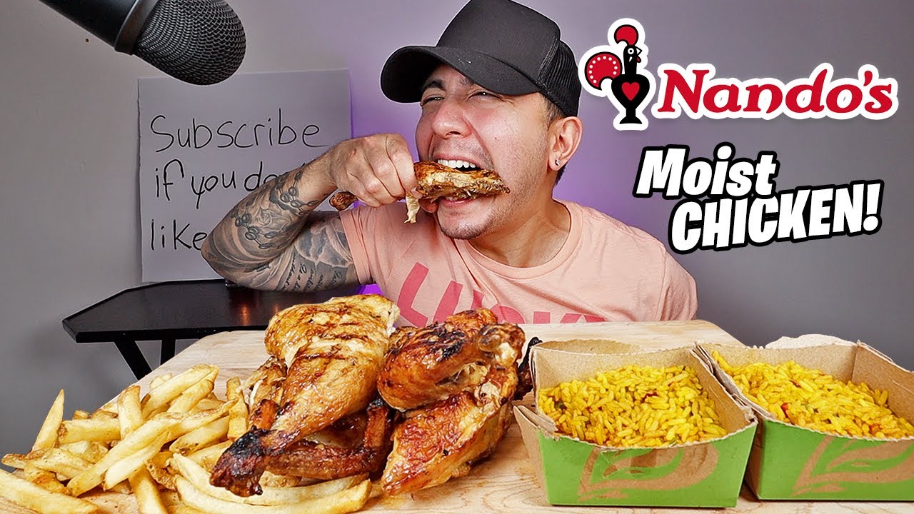 EATING A WHOLE Peri Peri Chicken From Nando's Mukbang