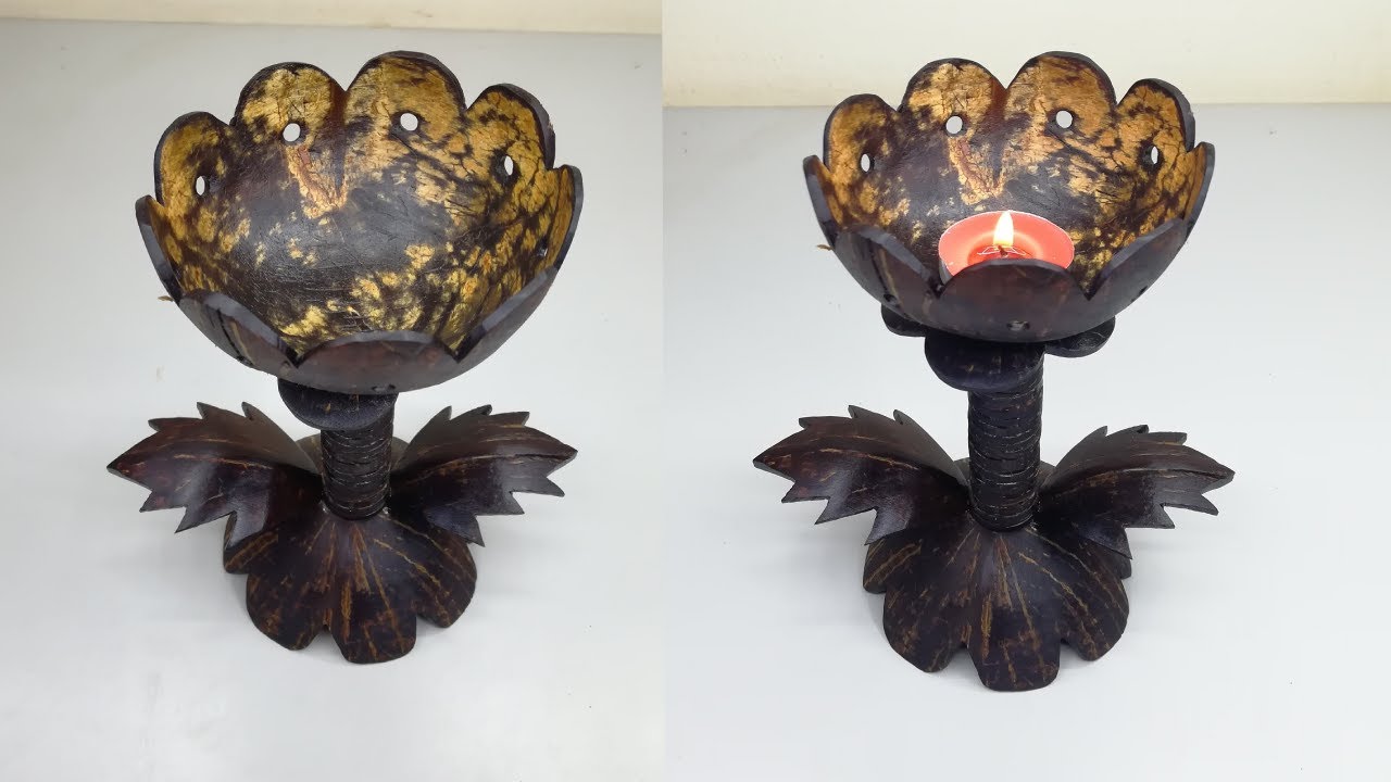 Candle Holder ||Coconut Shell Candle Holder||Homemade Diya||Coconut Shell Craft Ideas