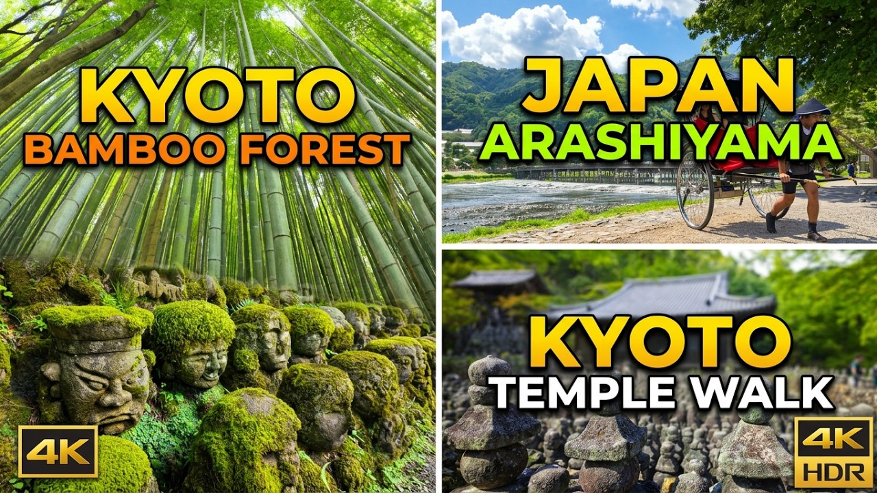 Walking in Japan Adashino Nenbutsuji Temple & Arashiyama Bamboo Forest, Kyoto 🇯🇵
