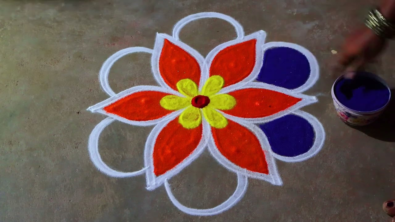 karthikaideebam simple 3*2 flower rangoli kolamflower mugguludiya muggulu