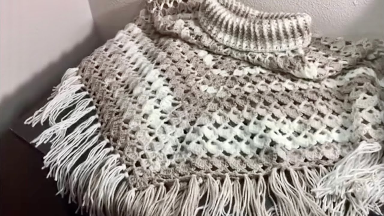 Poncho (capa) para adulto a crochet 🧶 paso a paso
