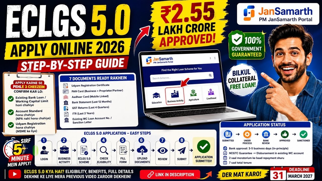 🔥 ECLGS 5.0 Apply Online 2026 | JanSamarth login | Step-by-Step Guide | Guarantee free loan