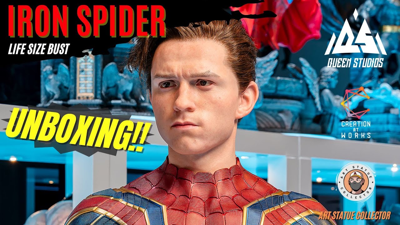Tom Holland Iron Spider Life Size Bust Unboxing & Review | Queen Studios Collectibles