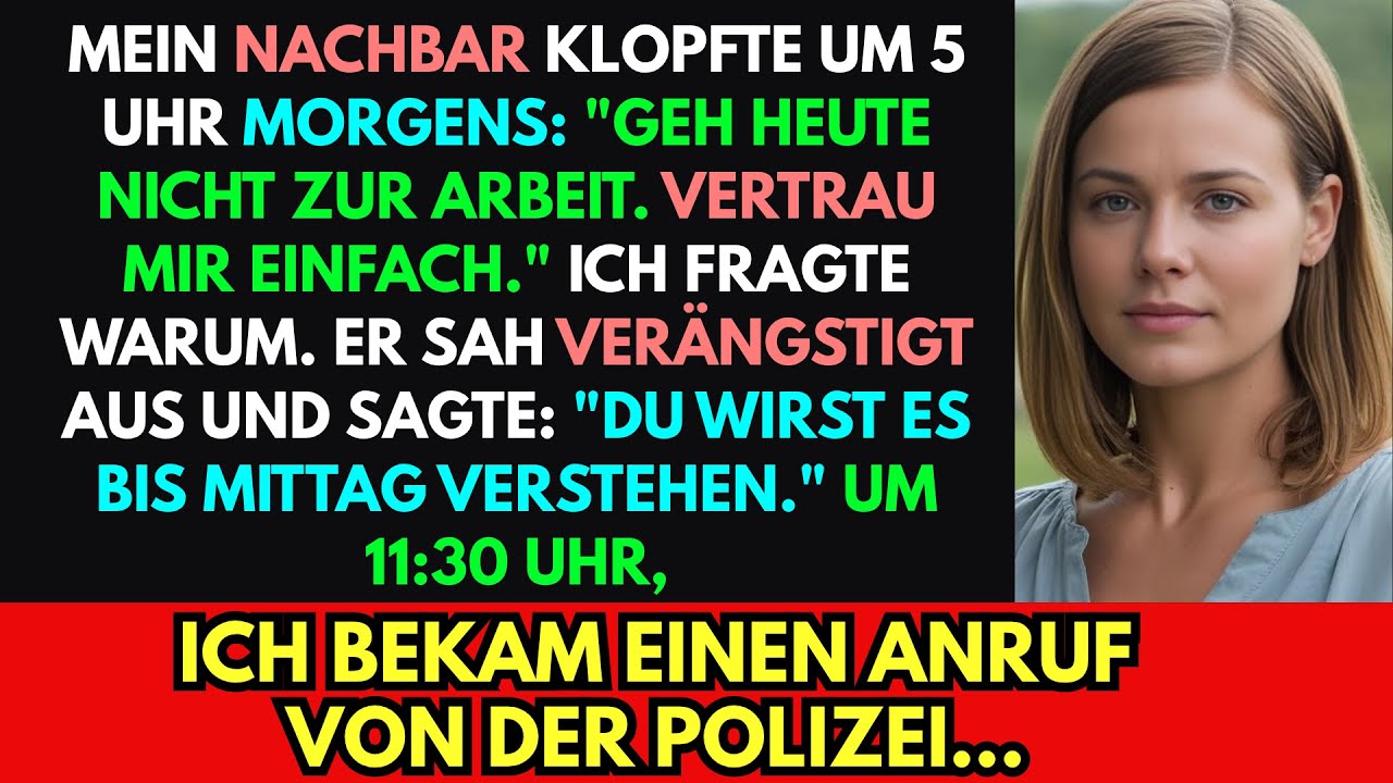 Mein Nachbar klopfte um 5 Uhr:„Geh heute nicht zur Arbeit. Vertrau mir.“ Mittags wusste ich,warum...