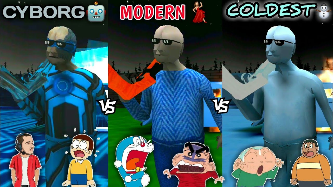 CYBORG Granny 3 Vs MODERN Granny 3 Vs COLDEST Granny 3 With Doraemon Nobita Shinchan Gian & Friends