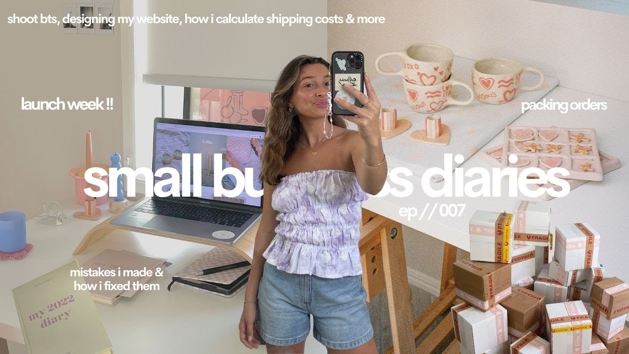 small business diaries 💗 launch week !! shoot bts, packing orders & i made a big mistake 🥺😭