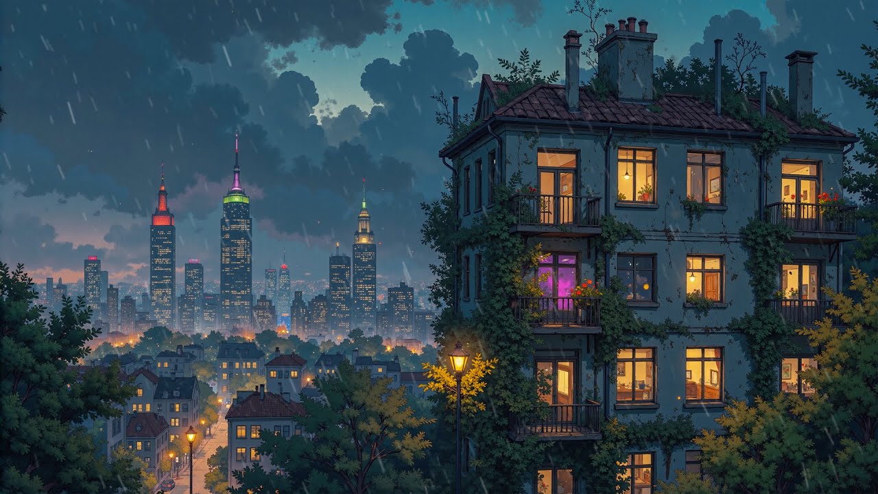 Midnight Rain Over the City 🌧️🌃 Soft Glow & Silent Streets | Lofi for Study & Relax