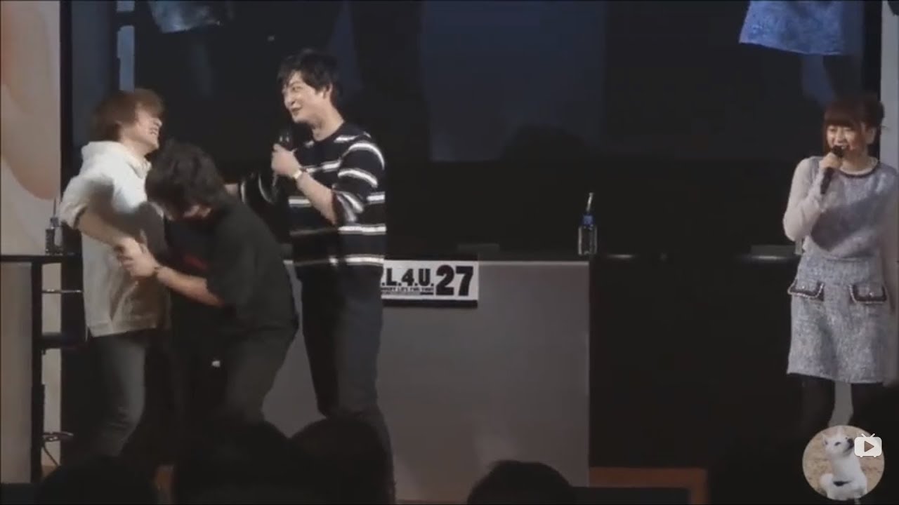 【松岡禎丞 内田雄馬 梅原裕一郎】ダンサーとしての気持ちに火がつきSideMを踊り出す松岡くん＆悪乗りして「315」ハンドサインする雄馬たそ＆「その指やめろ(ﾎﾞｿｯ)」と止める梅ちゃん【SideM】