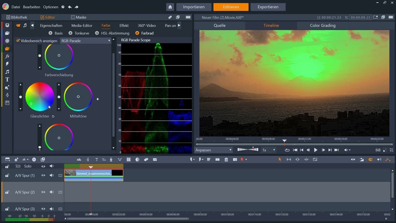 Pinnacle Studio | Color Grading | Videoschnitt f&uuml;r Anf&auml;nger