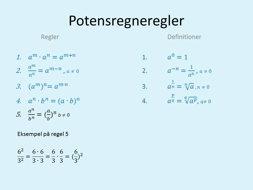 Potensregneregler