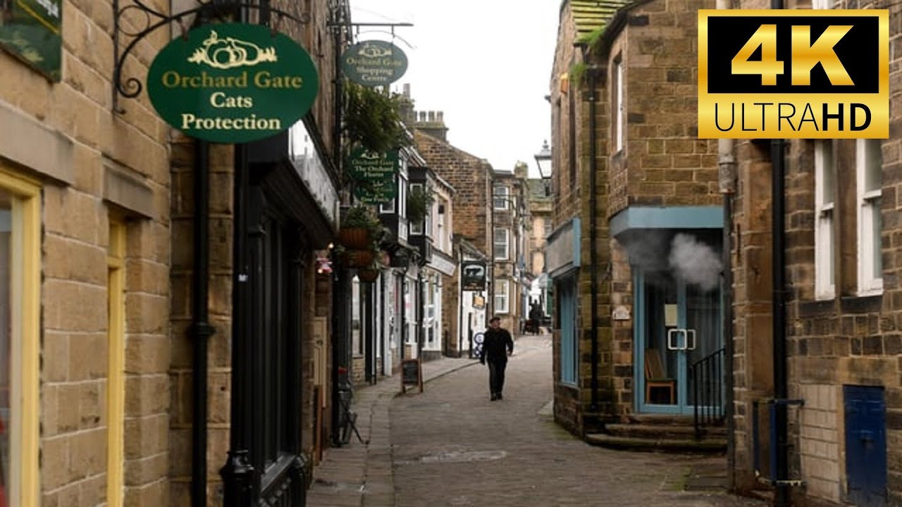 Otley Market Town Centre Virtual Walk Tour Shops Back Streets Yorkshire Dales River Wharfe 4K UK 🇬🇧