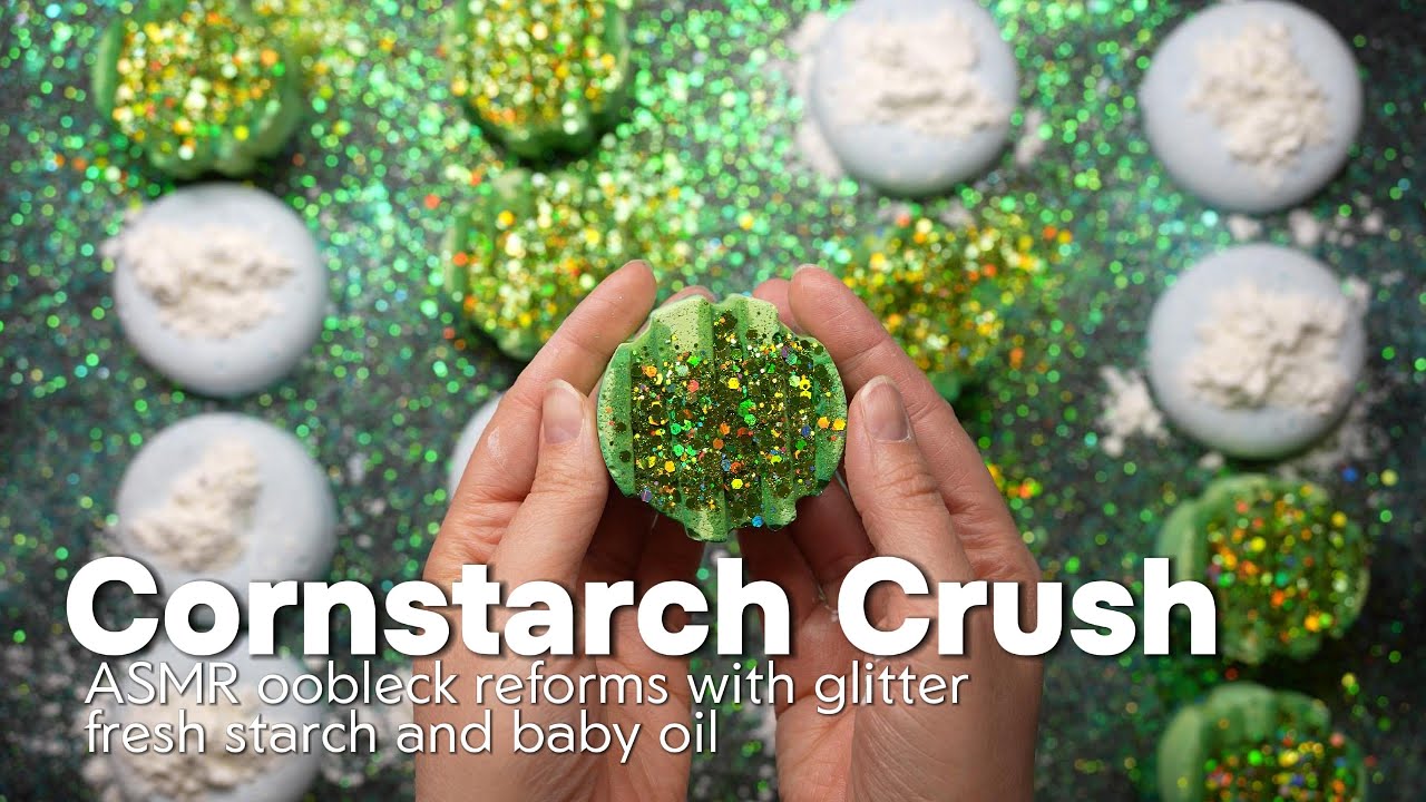 ASMR Cornstarch Crunchies Crush with Fresh Starch and Baby Oil