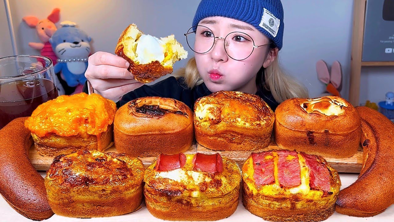여러가지 계란빵🥚 바나나빵🍌 누텔라빵 크림치즈빵 디저트 먹방 Dessert Mukbang | Egg bread | 卵パン
