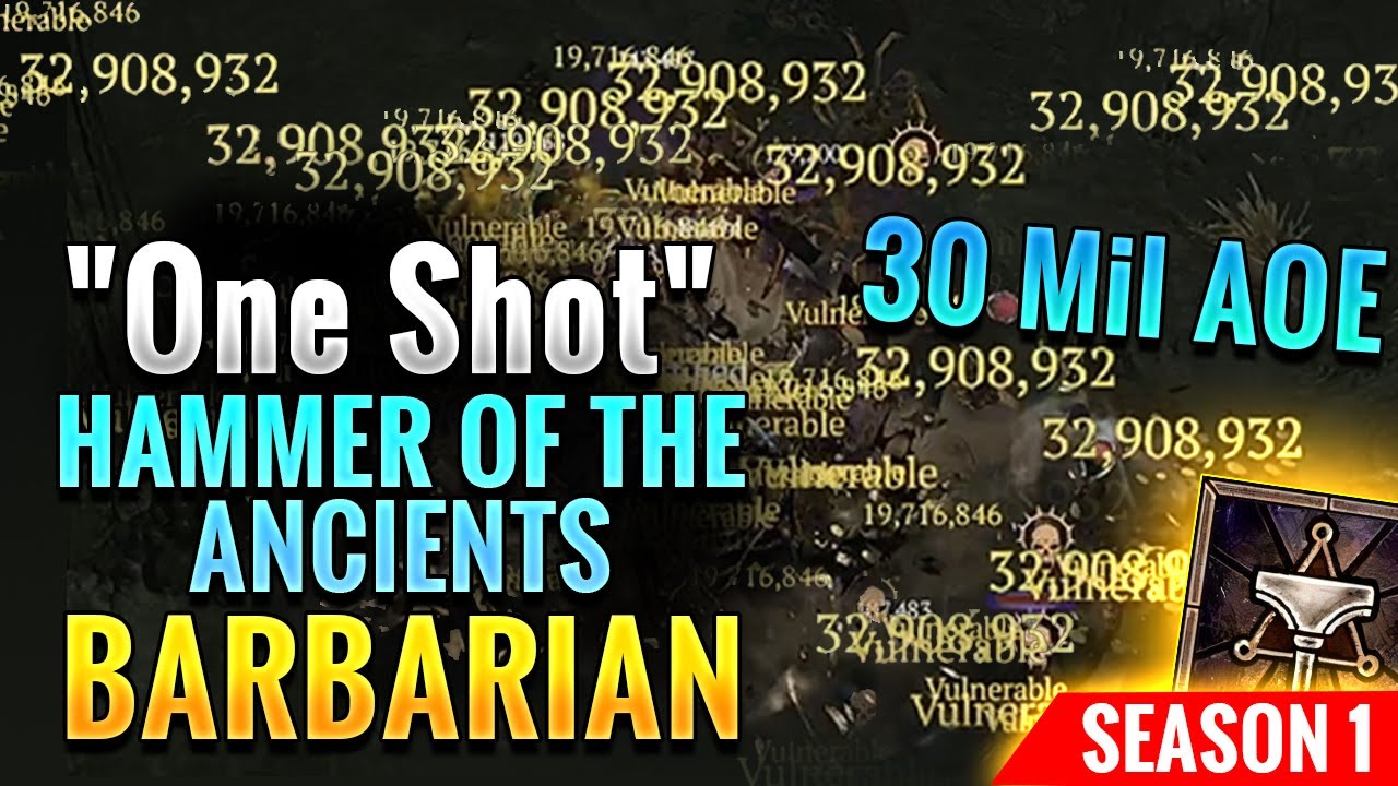 ONE SHOT Hammer of the Ancients (HOTA) Barbarian Guide Season 1 Diablo 4