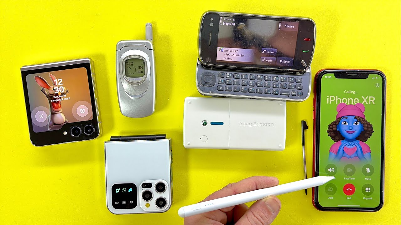 Outgoing Call iPhone XR/Incoming Call Nokia N97,Sony EricssonM600i,Samsung A800,i15pro/Alarm Z Flip5