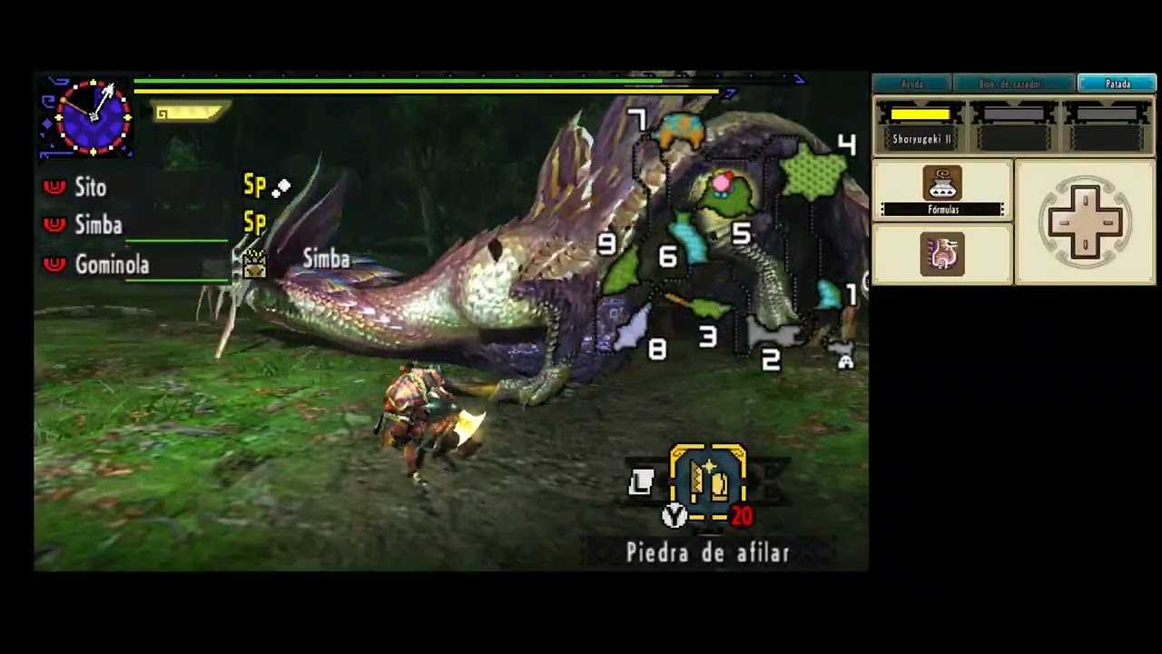 Monster hunter XX cazando al mizutsune SnS aérea