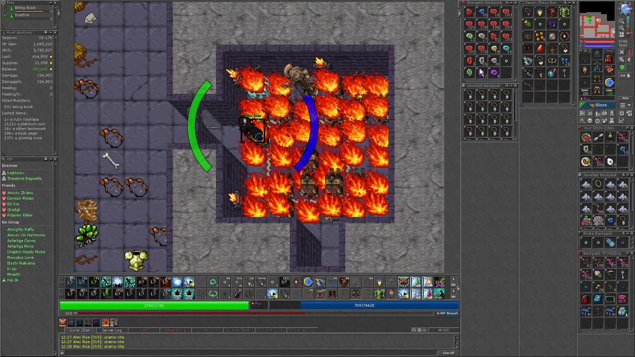 Tibia | Tortura Hardcore PVP | 250+ Druid Secret Library Biting Books | 1KK profit per hour