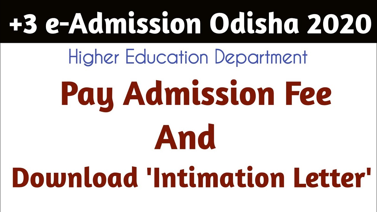 +3 Download Intimation Letter +3 e-Admission Odisha 2020 | Pay Admission Fee & Download SAMS 2020
