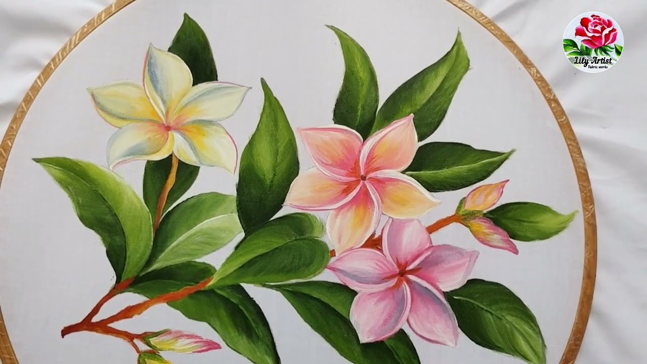 Plumeria Flower Painting Tutorial | Champa Flower on Cloth #art #Flower #cloth #painting #youtube
