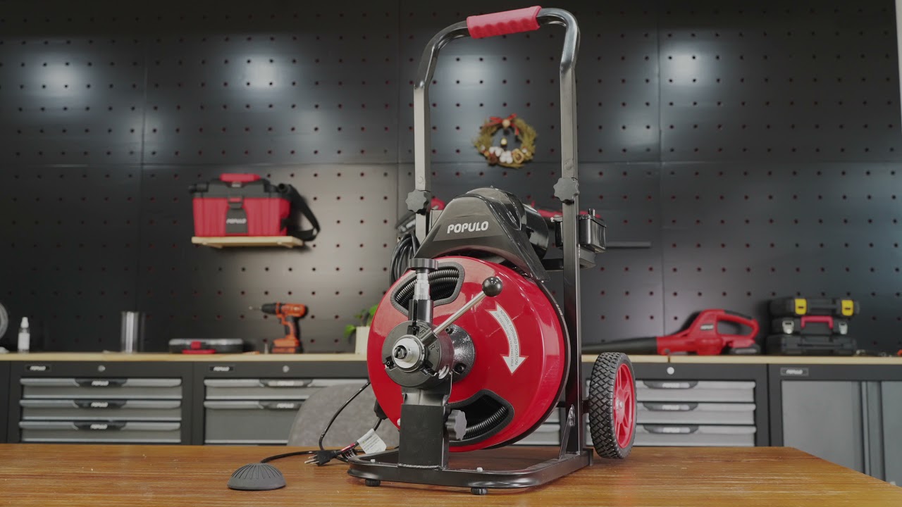 How To Use POPULO 50ft Power Feed Drain Cleaner With GFCI